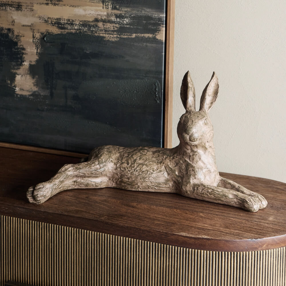 Lying Hare Sculpture