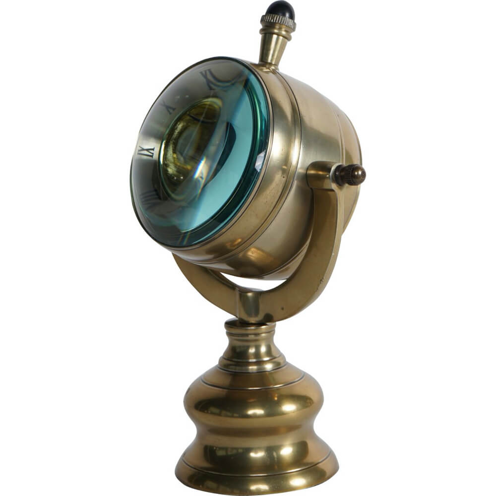 Magnified Clock on Stand with a Brass Effect | Red Lobster Gallery | Sheringham 