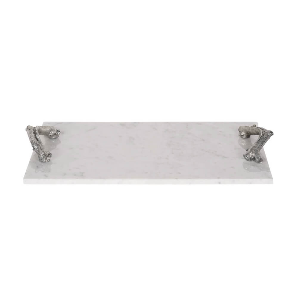 Marble Tray with Silver Handles