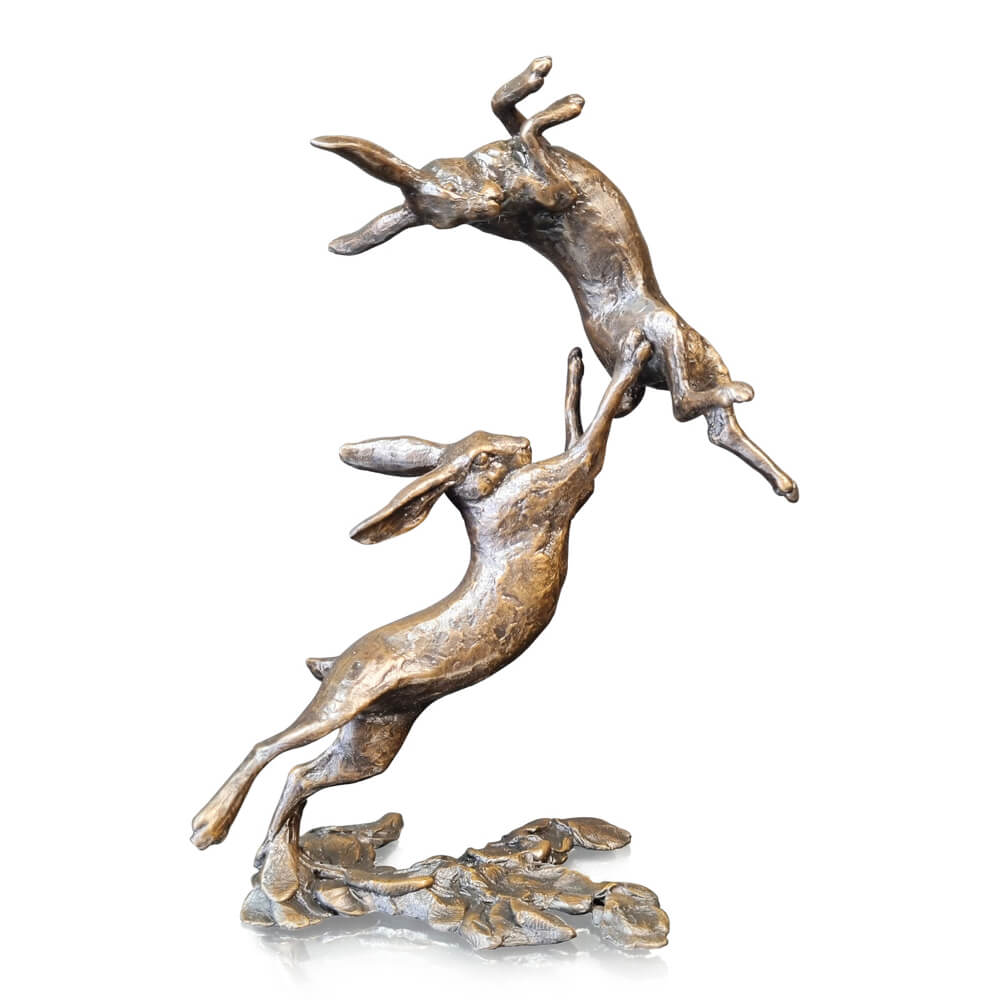 Small Hares Boxing - Limited Edition Solid Bronze