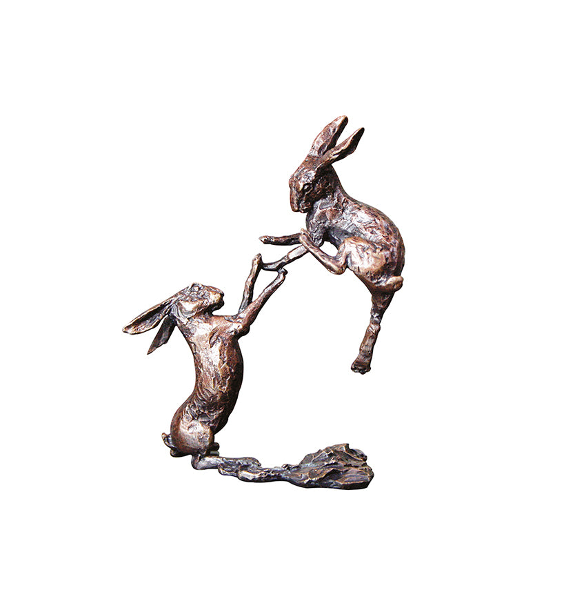 Miniature Bronze Boxing Hares