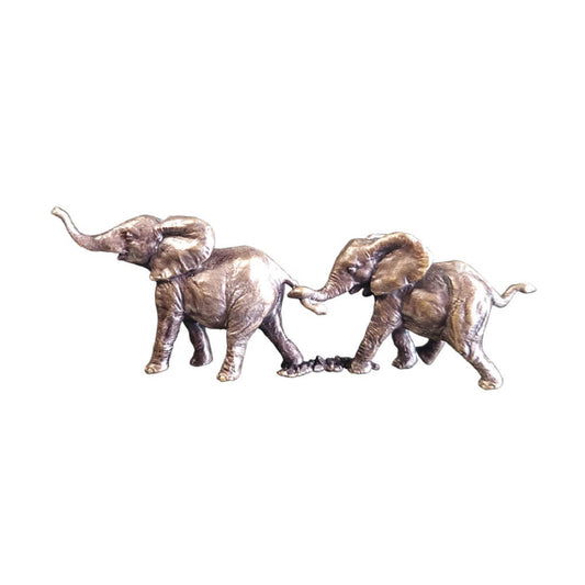 Miniature Bronze Elephant Pair