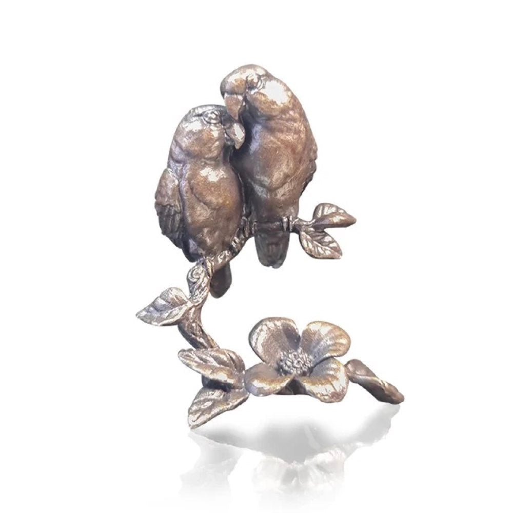 Miniature Bronze Pair of Lovebirds