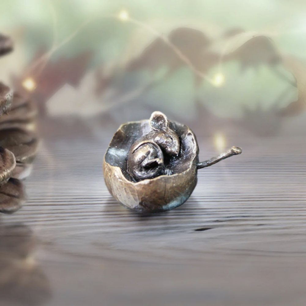Miniature Bronze Mouse in Apple