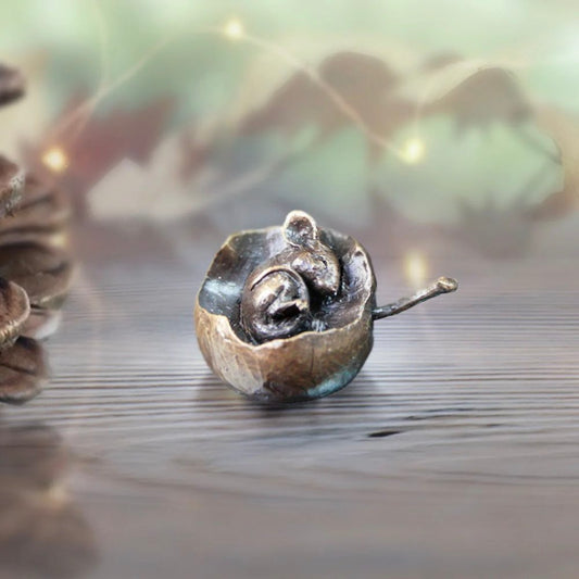 Miniature Bronze Mouse in Apple