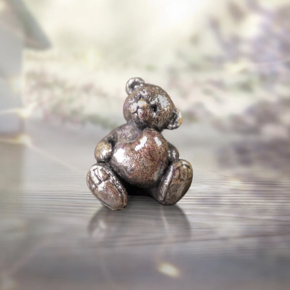 Miniature Bronze Teddy with Heart