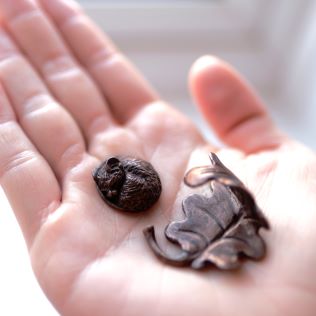 Bonsai Bronze Sleeping Mouse On Leaf