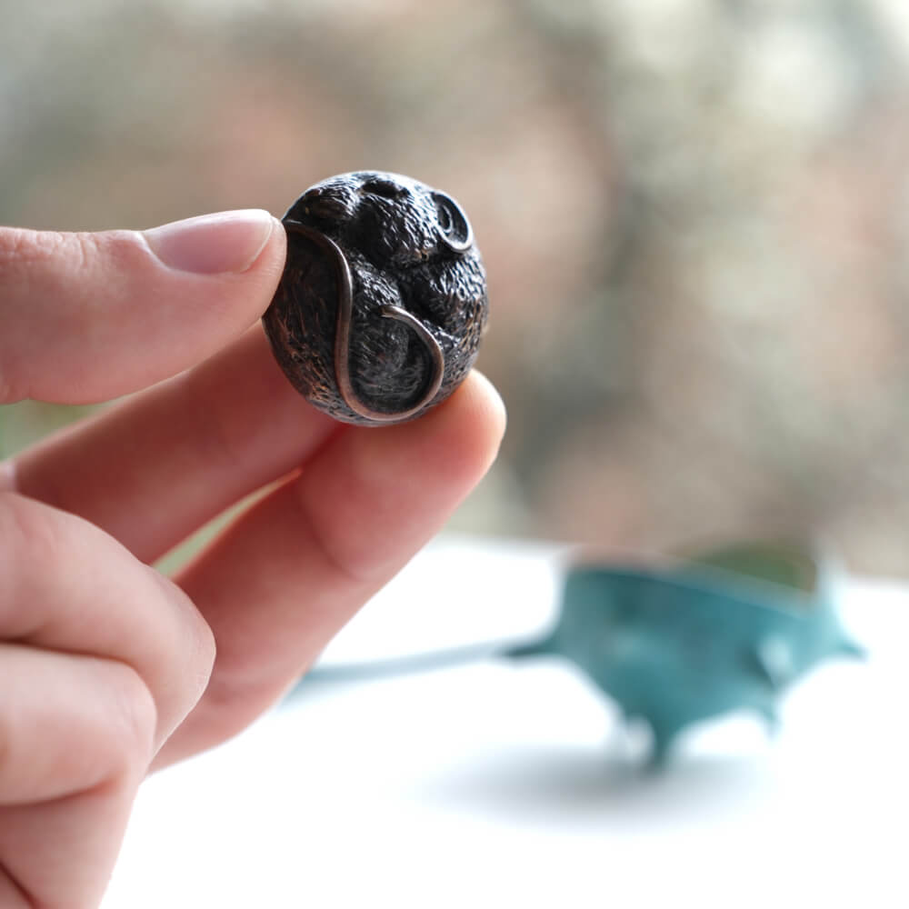 Mouse in a Conker Bronze Sculpture by David Meredith