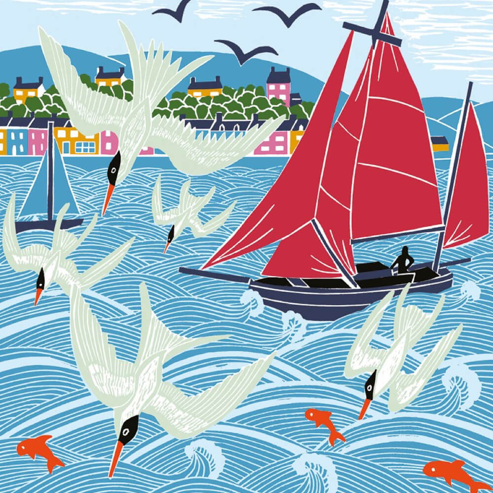 Sail Boat & Diving Birds Card | Red Lobster Gallery