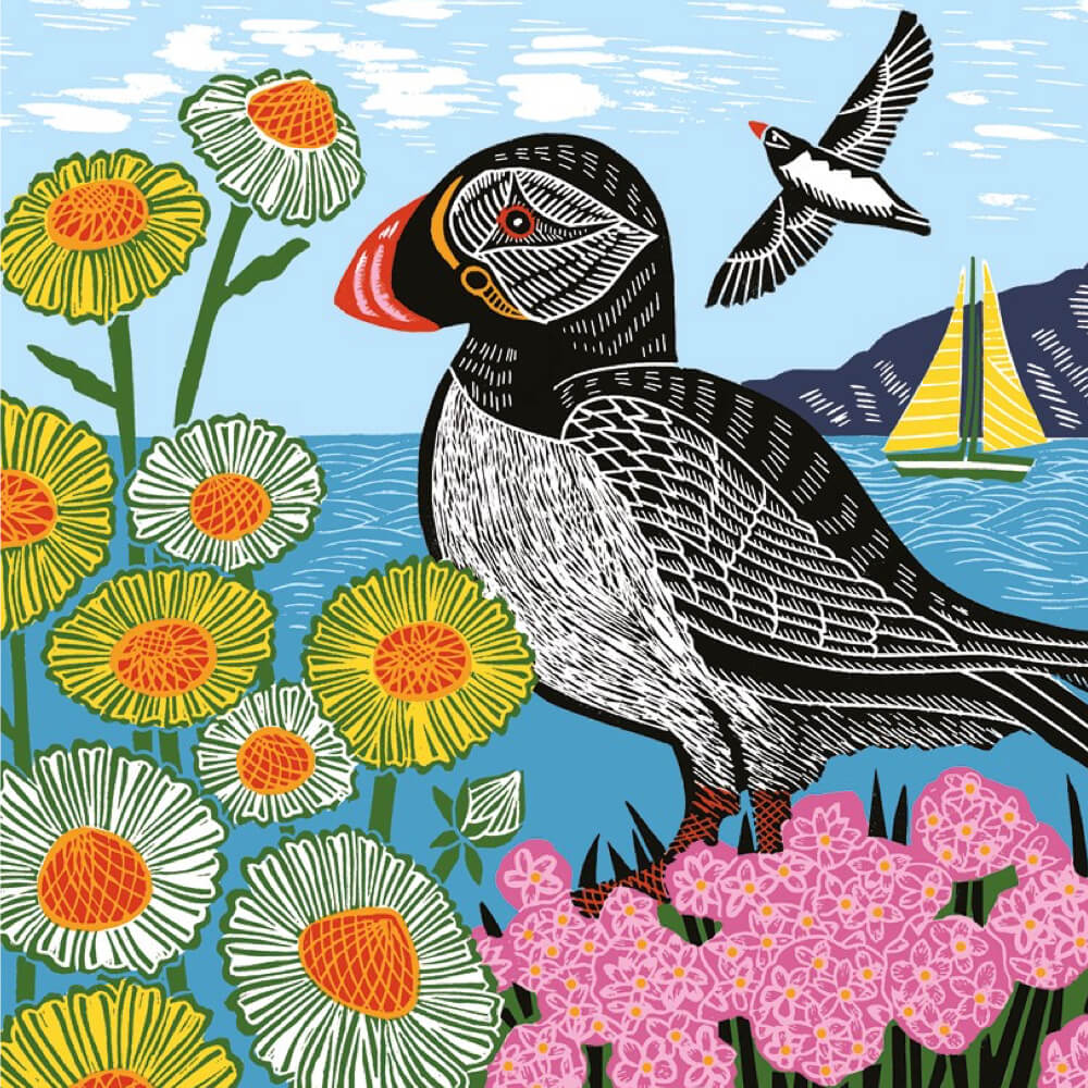 Puffin & Wildflowers Card | Red Lobster Gallery 