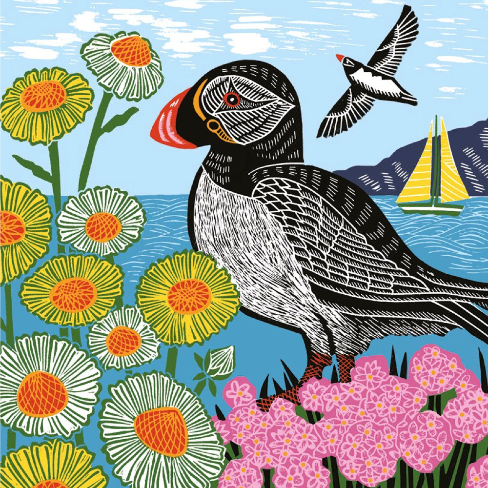 Puffin & Wildflowers Card