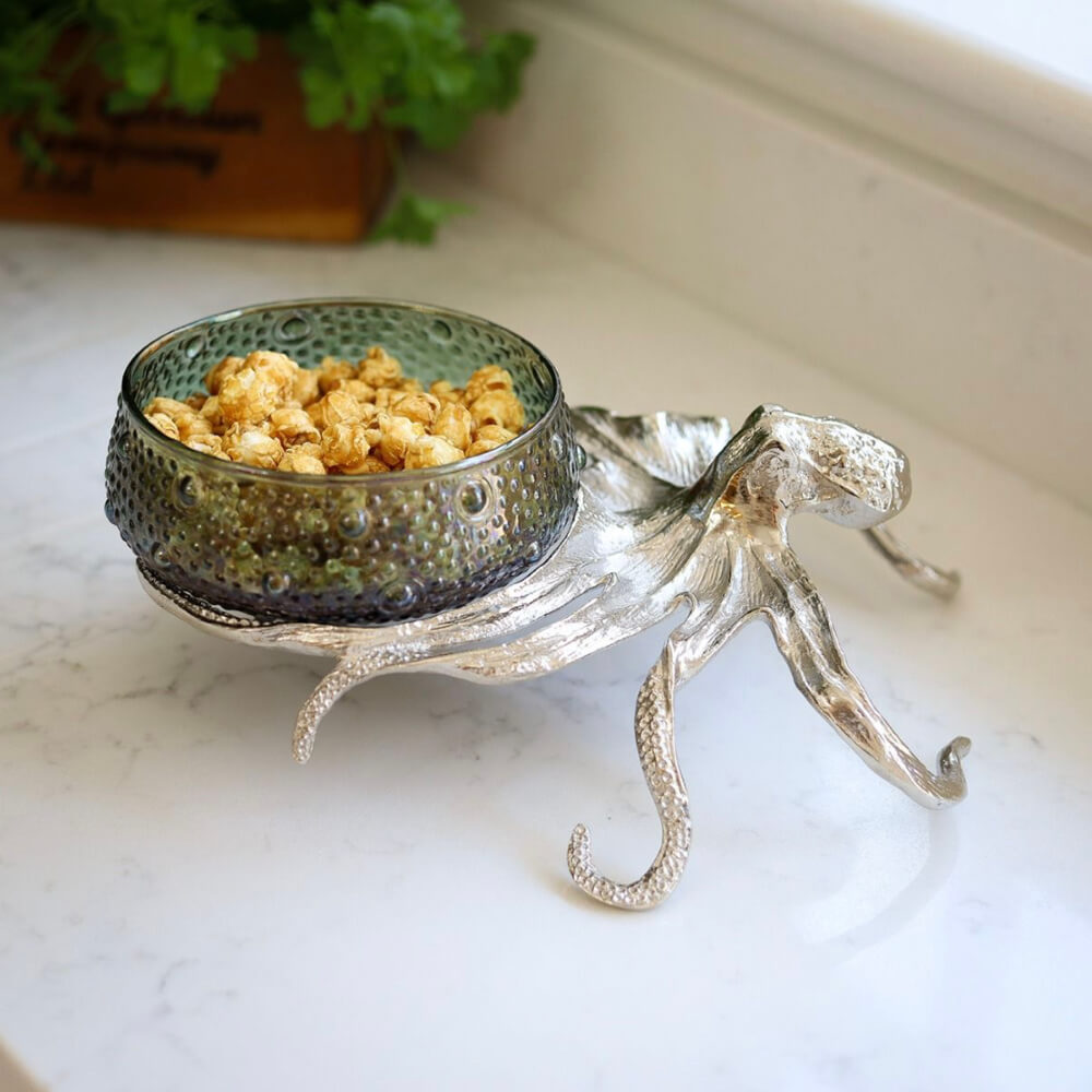 Silver Octopus Serving Bowl
