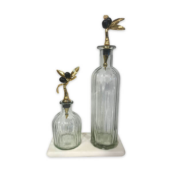 Oil & Vinegar Decanter Set on Marble Base