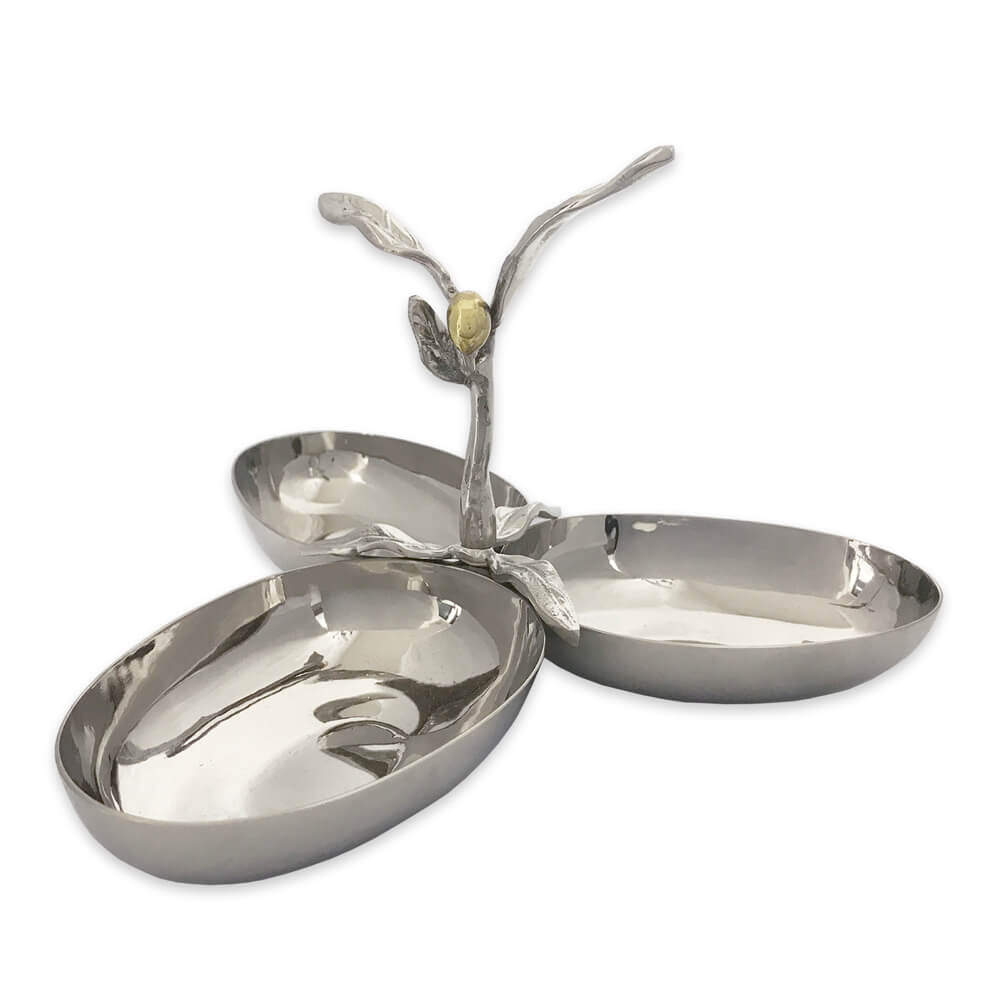 Olive Three Section Serving Dish