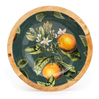 Orange Blossom Mango Wood Bowl 24cm | Red Lobster Gallery 
