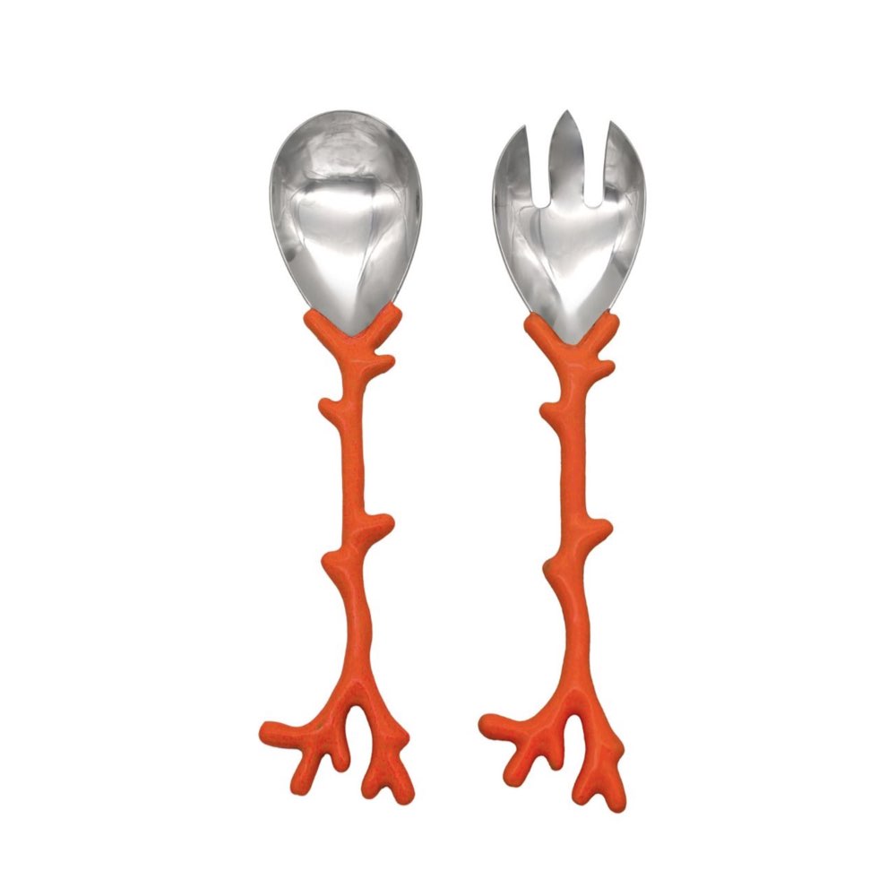 Orange Coral Salad Servers