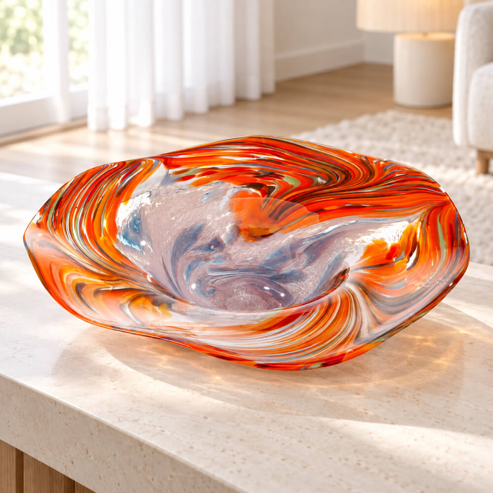 Orange Swirl Glass Bowl