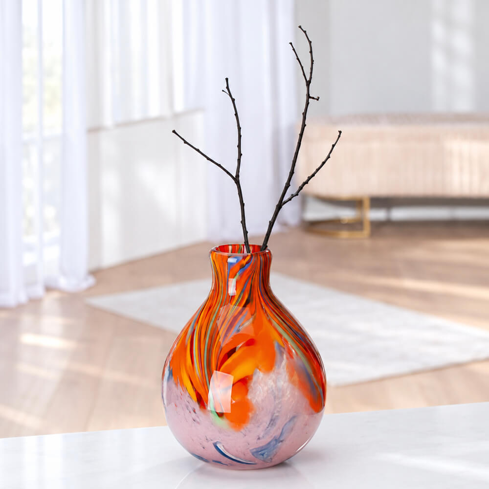 Orange Swirl Glass Vase | Small