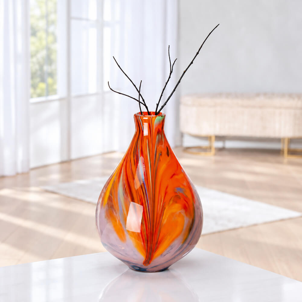Orange Swirl Glass Vase