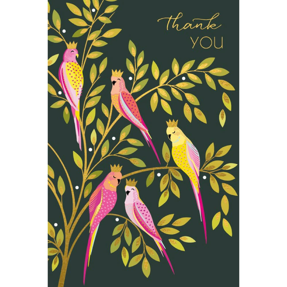 Parrots in Crowns — Set of 10 Luxury Notecards