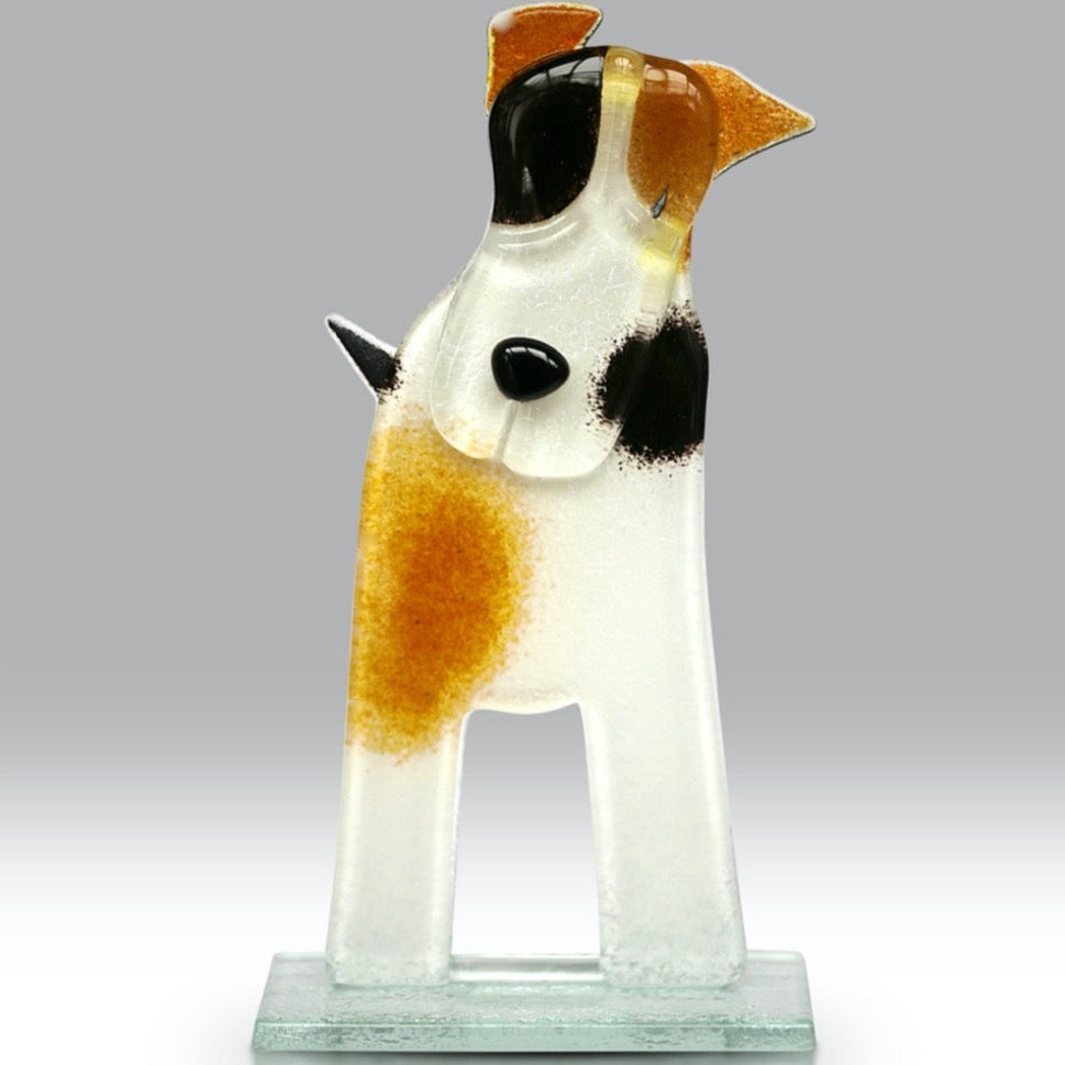 Patch Terrier Fused Glass Ornament