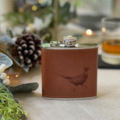 Leather Hip Flask | Pheasant