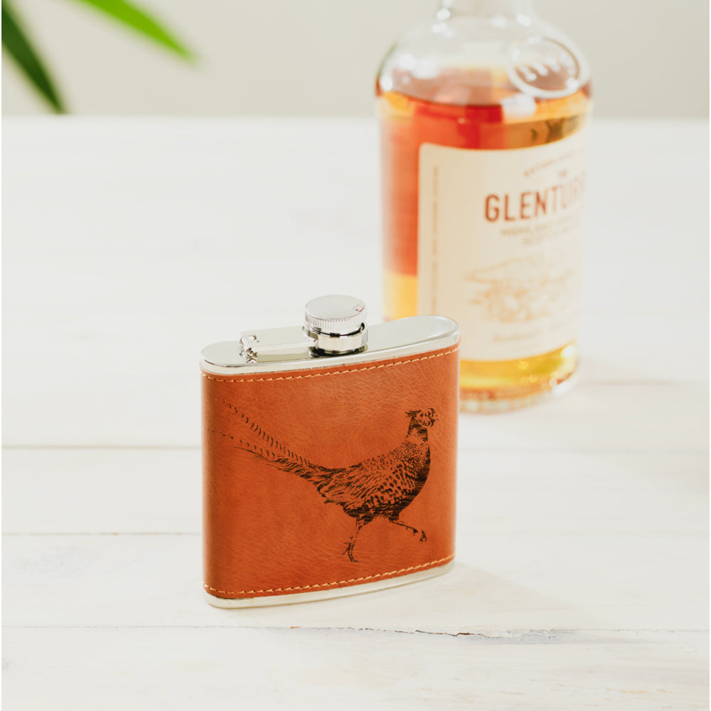 Leather Hip Flask | Pheasant