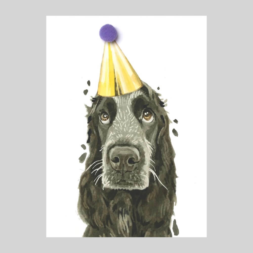 Cocker Spaniel Pompom Card