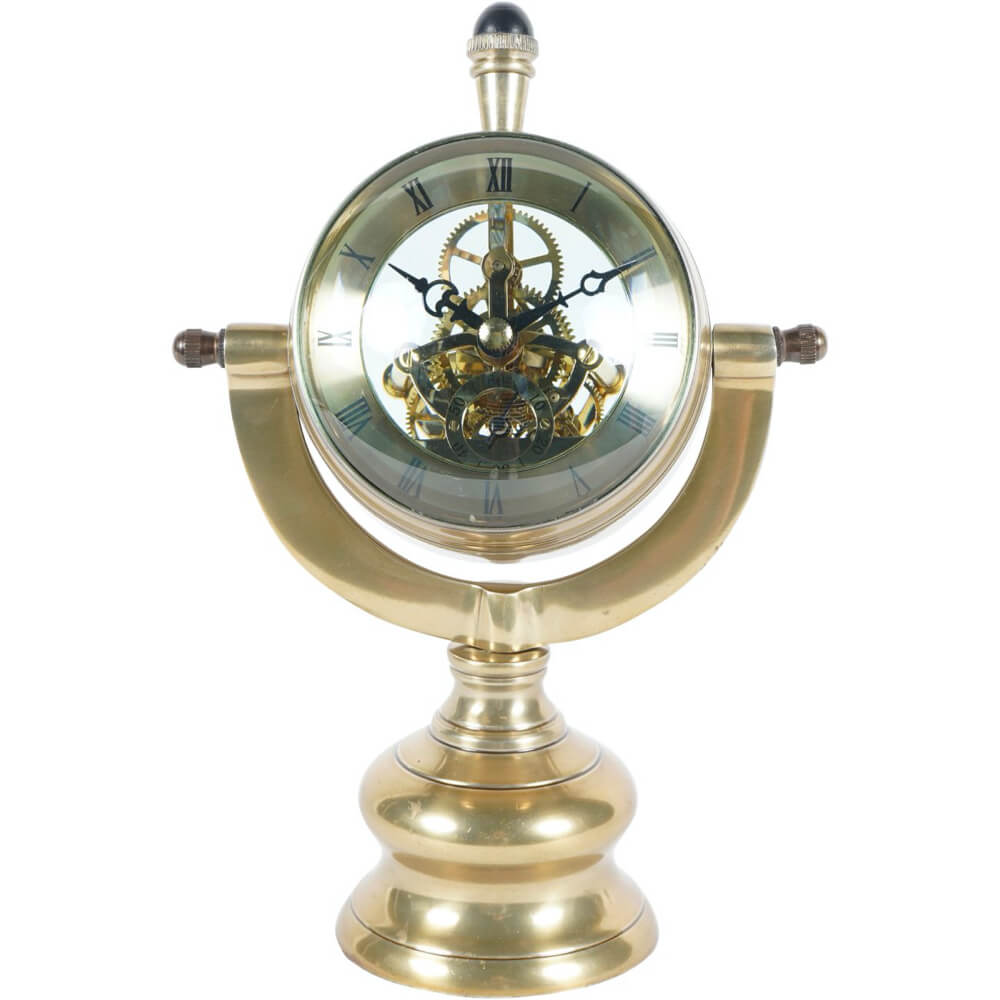 Magnified Clock on Stand with a Brass Effect | Red Lobster Gallery | Sheringham 