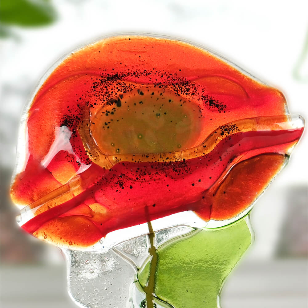 Red Poppy Fused Glass Ornament