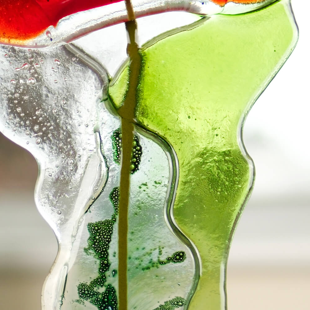 Red Poppy Fused Glass Ornament