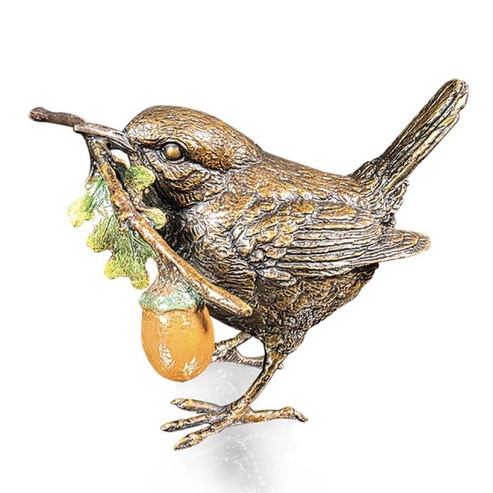 Wren with Acorn Bronze Sculpture by Keith Sherwin – Limited Edition