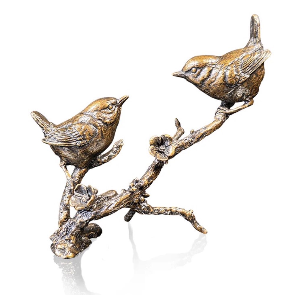Wren Pair Bronze Sculpture by Keith Sherwin – Limited Edition