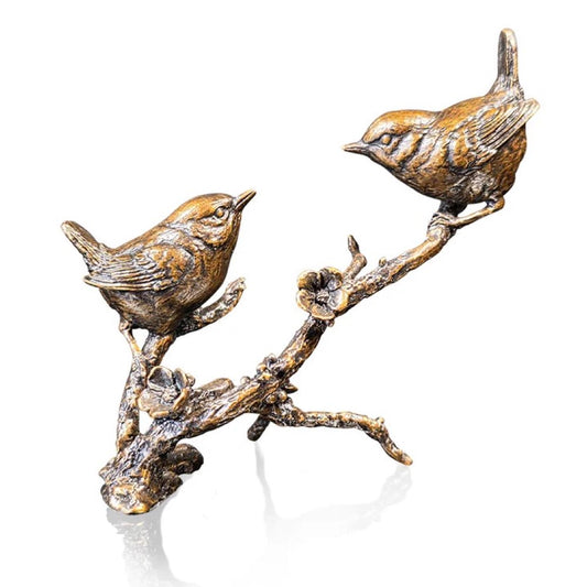 Wren Pair Bronze Sculpture by Keith Sherwin – Limited Edition