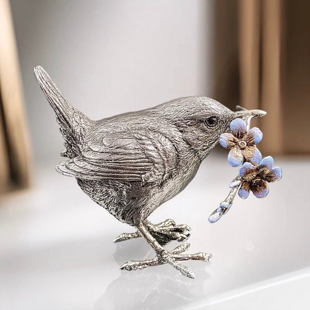 Wren Sculpture with Forget-Me-Nots by Keith Sherwin – Limited Edition