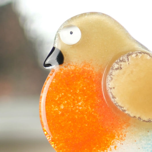 Fused Glass Robin Ornament