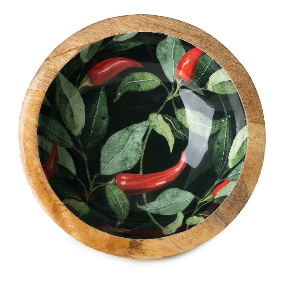 Chilli Mango Wood Bowl 20cm