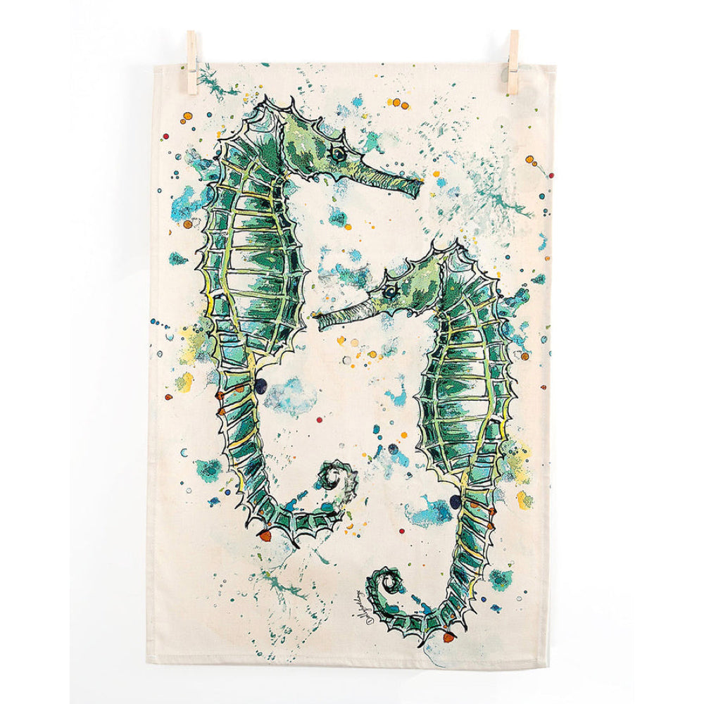 Cream Seahorse Tea Towel | Red Lobster Gallery | Sheringham 