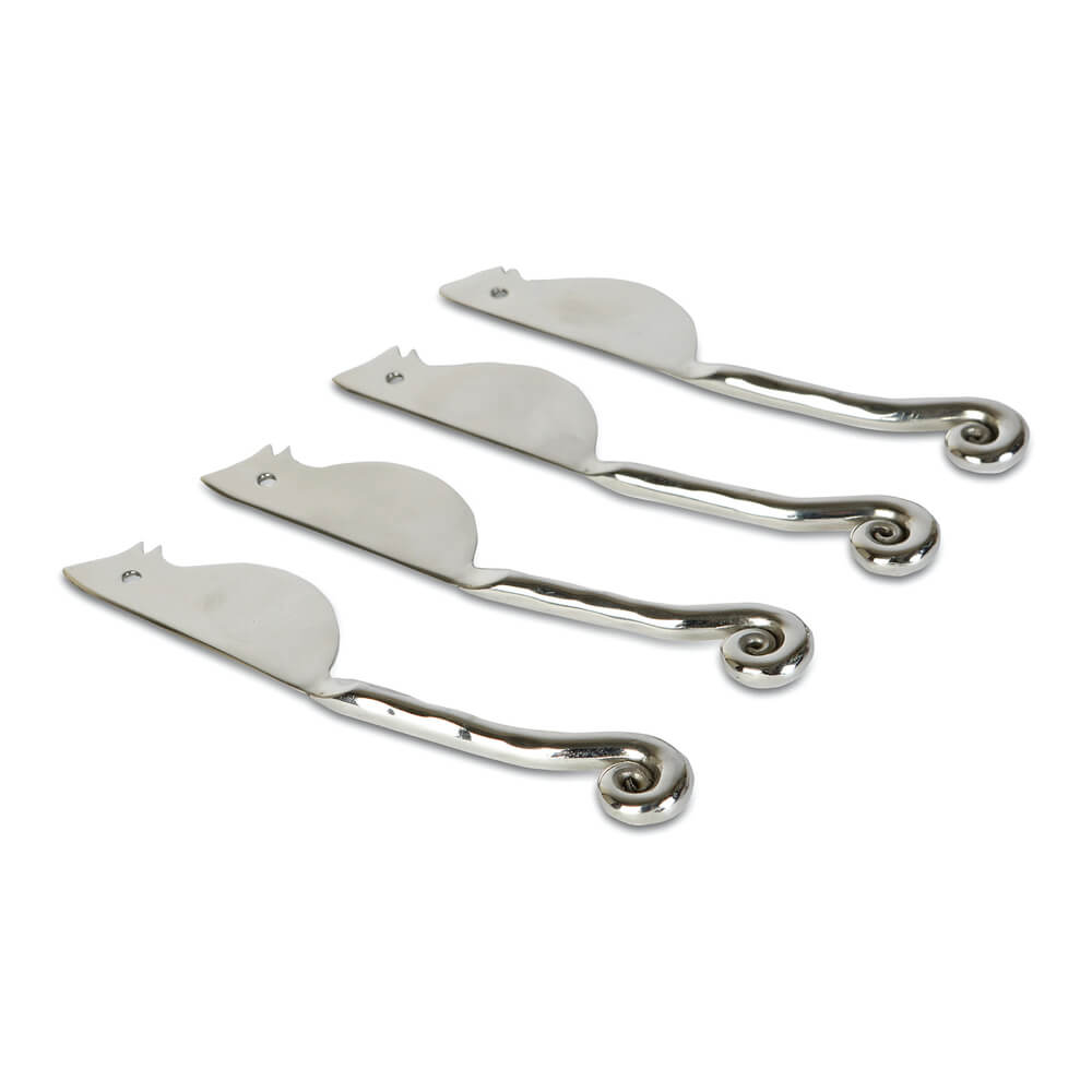 Set Of Four Hammered Shell Mini Mouse Cheese Knives