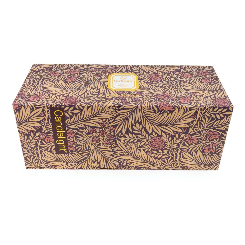 Decorative box with floral pattern and 'Candlelight' branding on a white background
