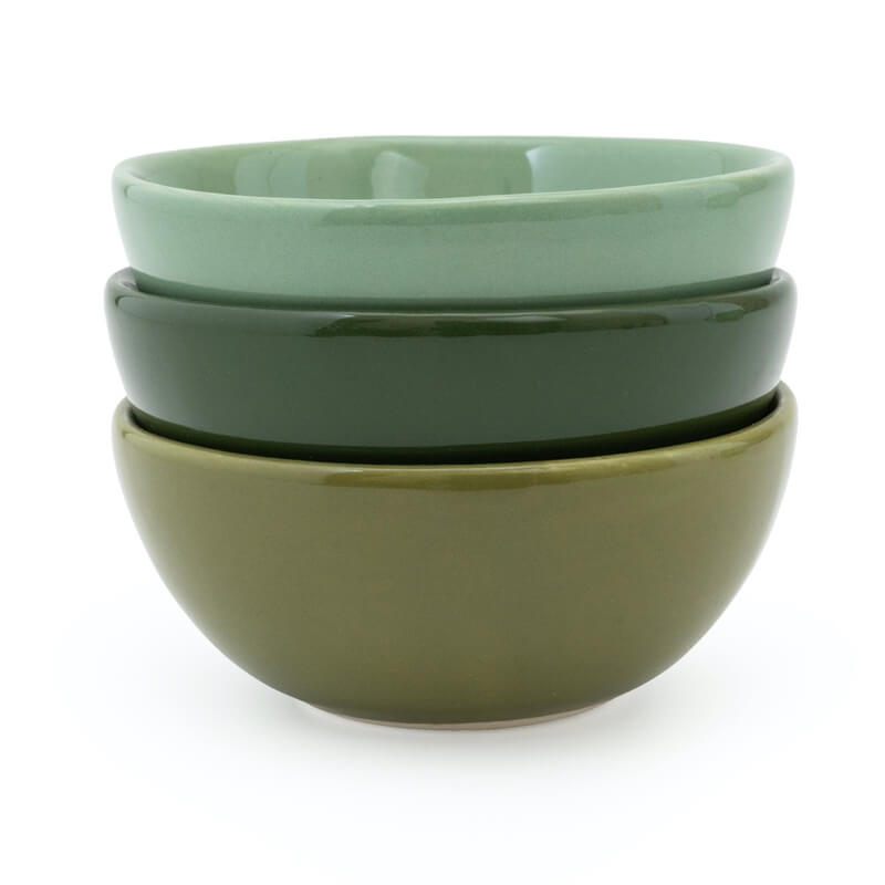 Set of 3 Ceramic Dipping Bowls | Olive