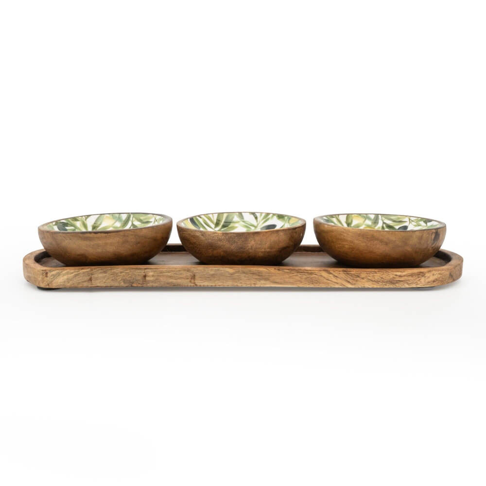 Olive Set of 3 Mango Wood Dipping Bowls | Red Lobster Gallery