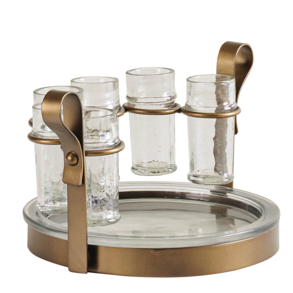 Set of 6 Tequila Shooters with Serving Tray