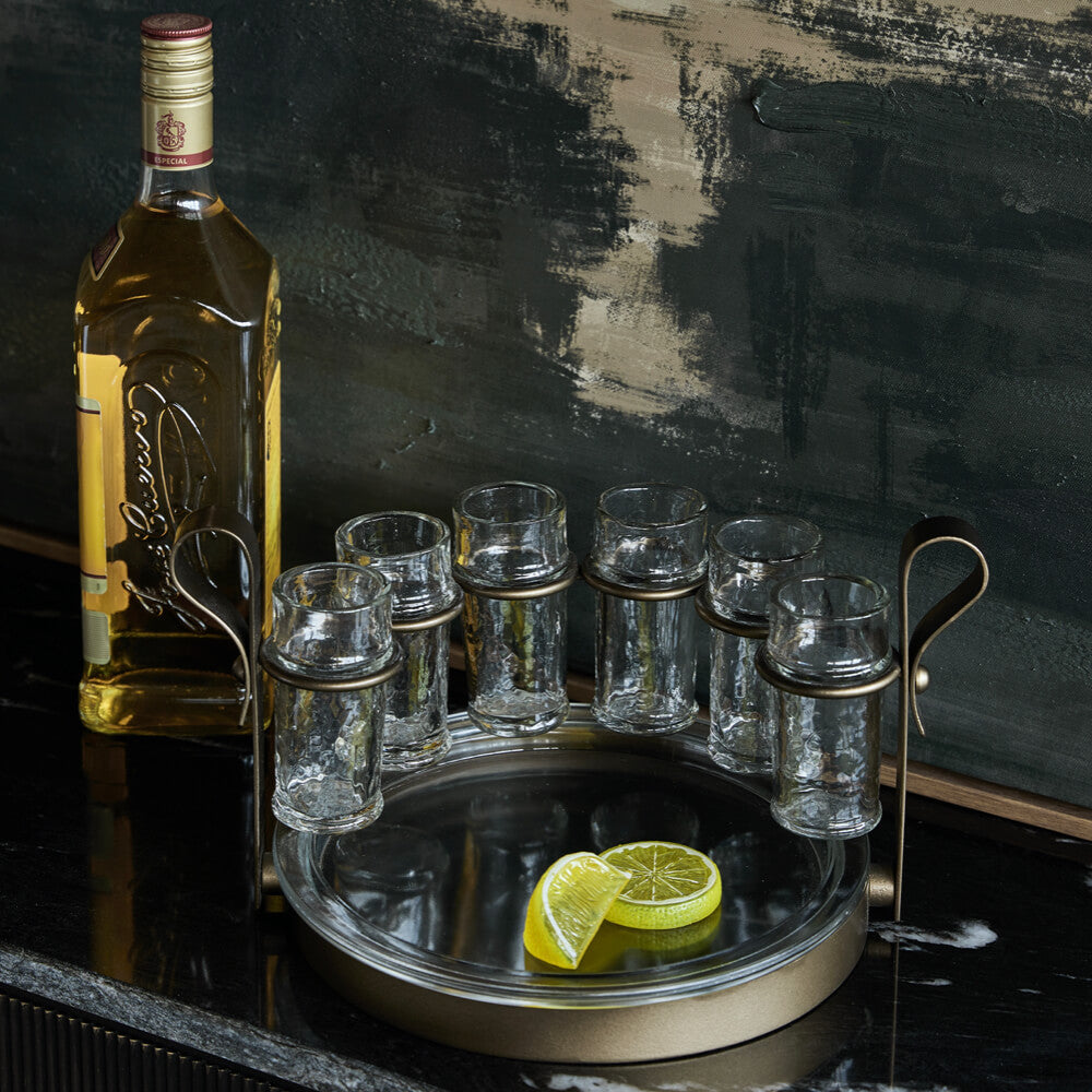 Set of 6 Tequila Shooters with Serving Tray
