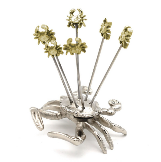 Set of Crab Olive Picks and Holders