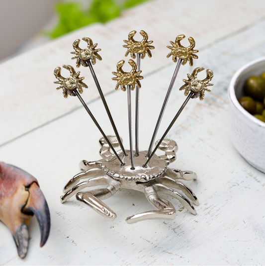 Set of Crab Olive Picks and Holders