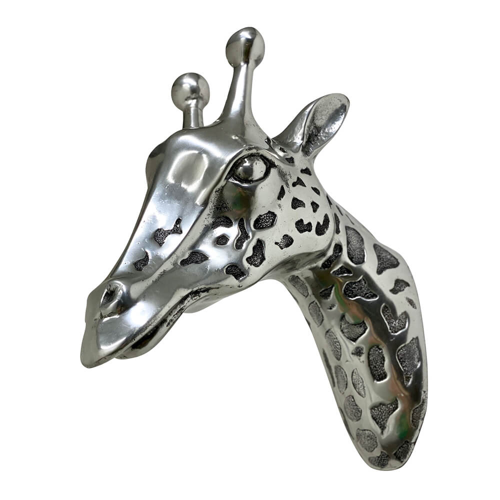 Silver Giraffe Head | Wall Art\