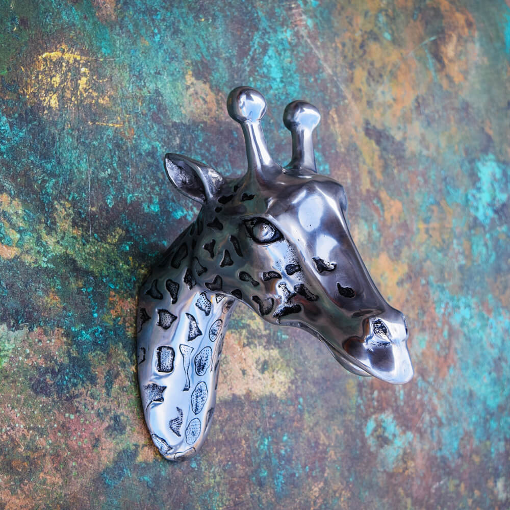 Silver Giraffe Head | Wall Art 