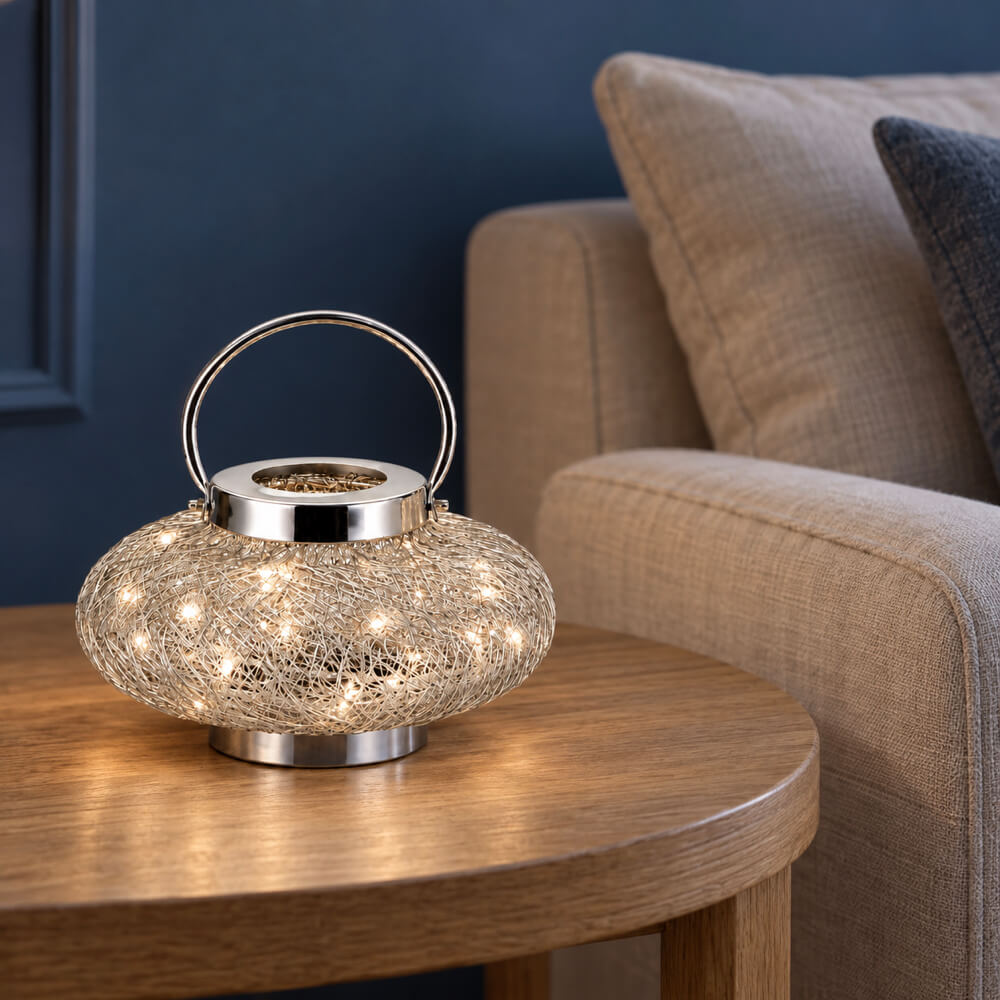 Silver Wire Weave Lamp