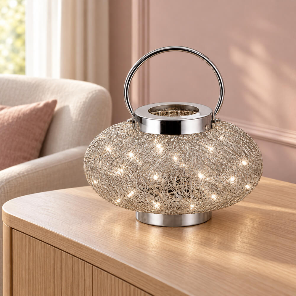 Silver Wire Weave Lamp